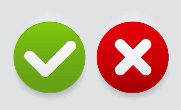 red and green check mark icons button vector illustration eps10