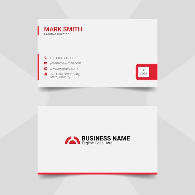 Red and White Corporate Business Card Design Clean and Simple Modern Visiting Card Template