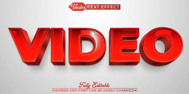 Red and White Video Vector Editable Text Effect Template