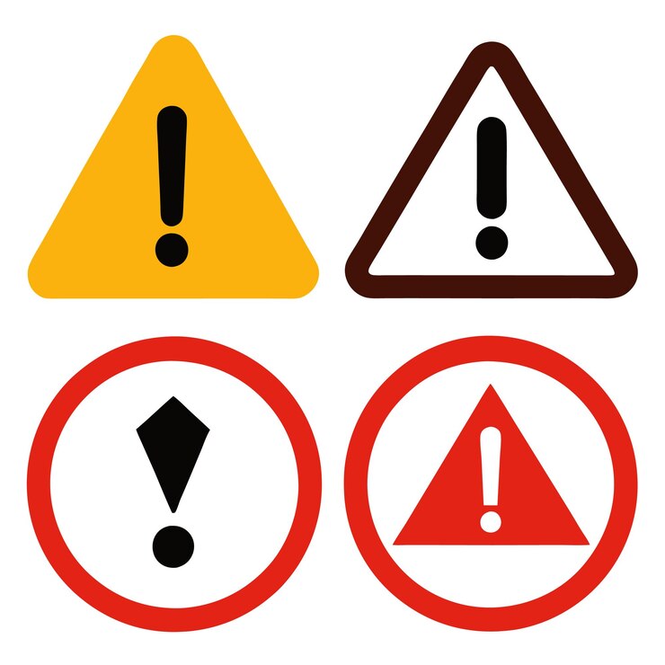 Vector red and yellow warning and danger sign set vector attention exclamation sign mark
