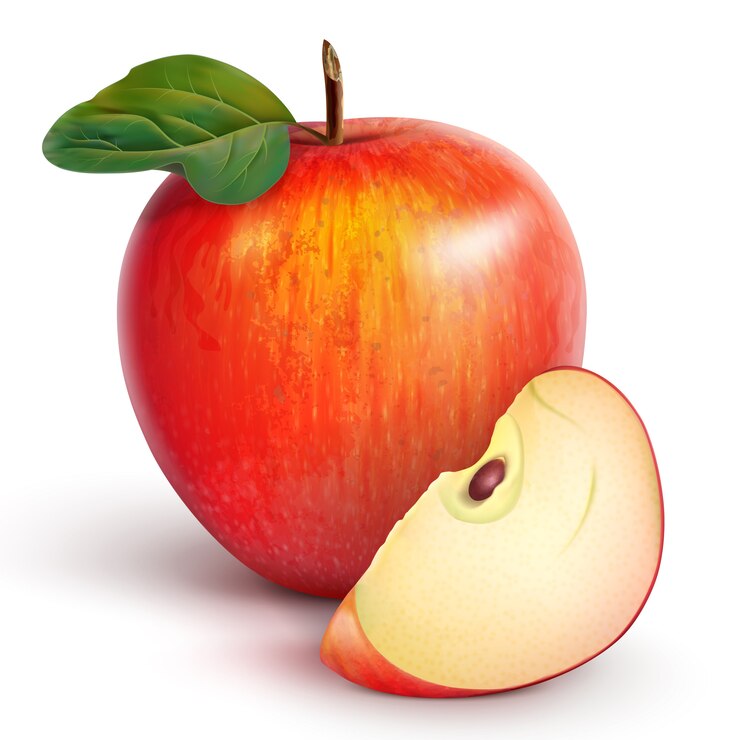 Red apple with a slice