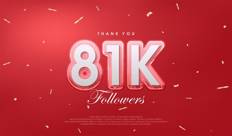 Vector red background for 81k followers celebration