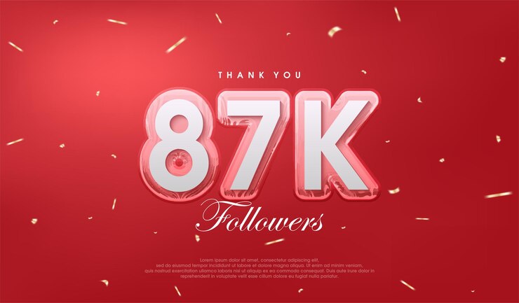 Vector red background for 87k followers celebration