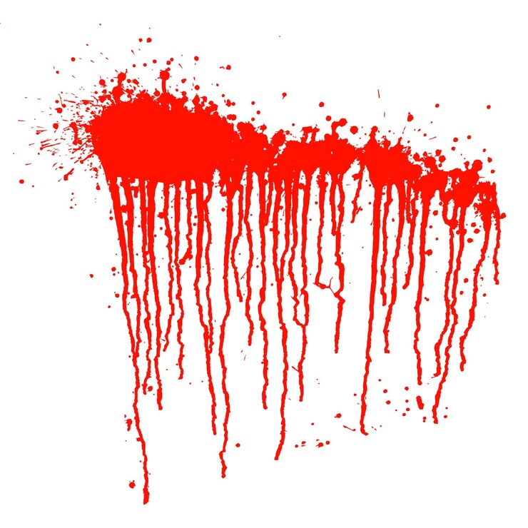 Red blood drip isolated on white background