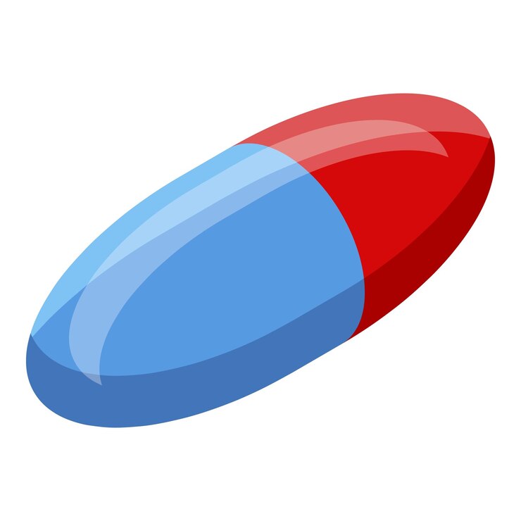 Vector red blue capsule icon isometric of red blue capsule vector icon for web design isolated on white background