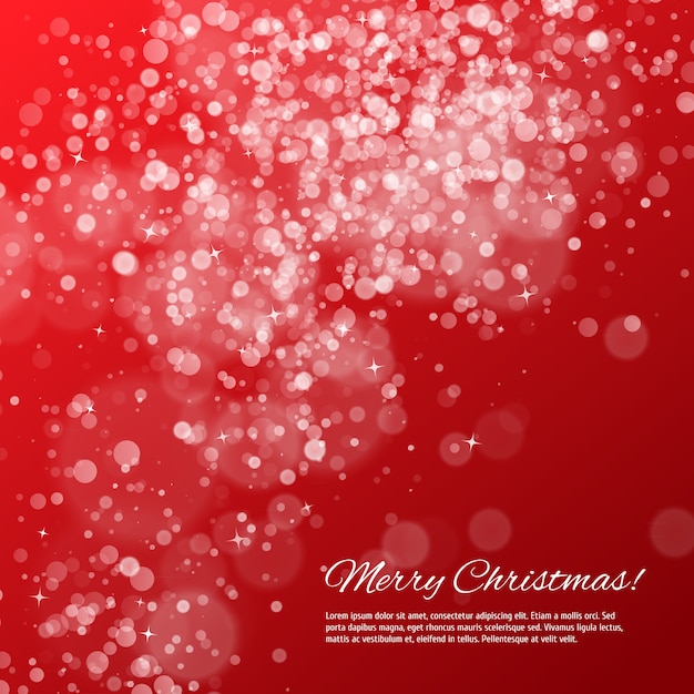 Red Christmas background with bokeh and stars