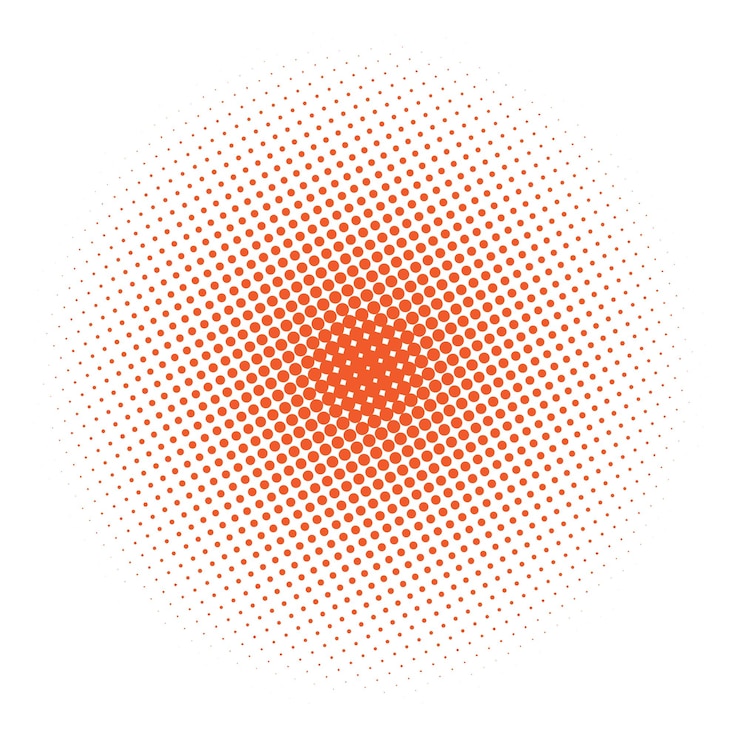 Vector red comic halftone round shape decoration