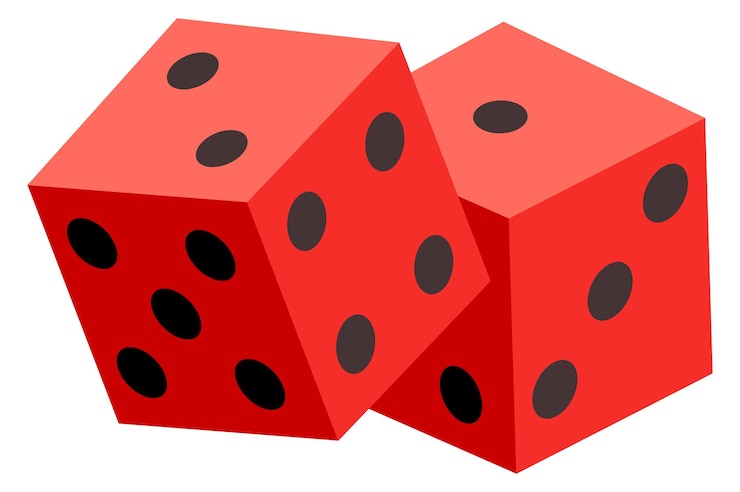 Vector red dice pair luck symbol random icon