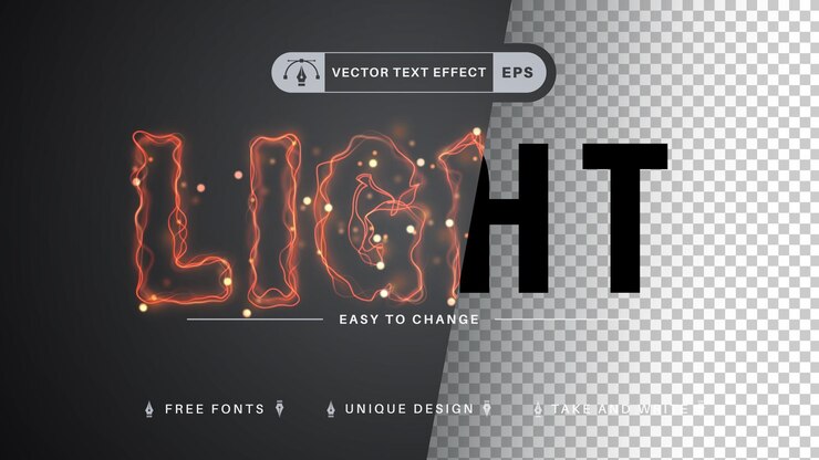 Vector red glow editable text effect font style