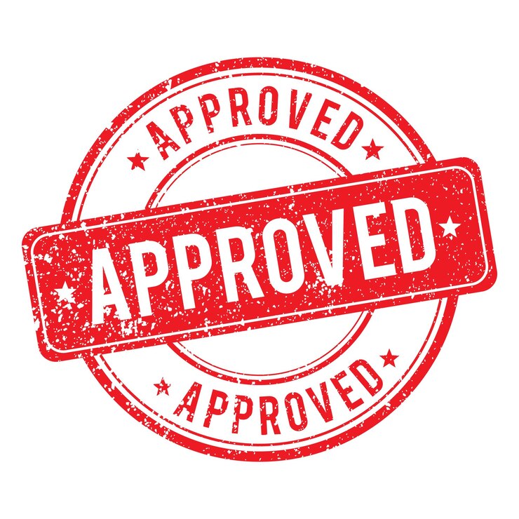 red grunge approved stamp template