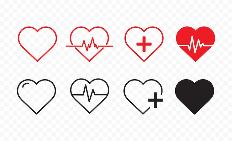 Vector red heartbeat line on transparent background pulse rate