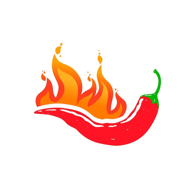 Red hot pepper with flames Vector illustration