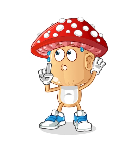 Red mushroom head cartoon eavesdropping vector. cartoon character