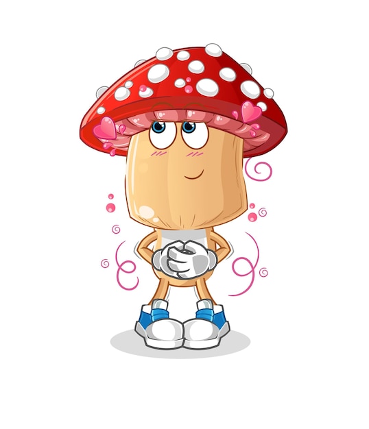 Red mushroom head cartoon shy vector cartoon character