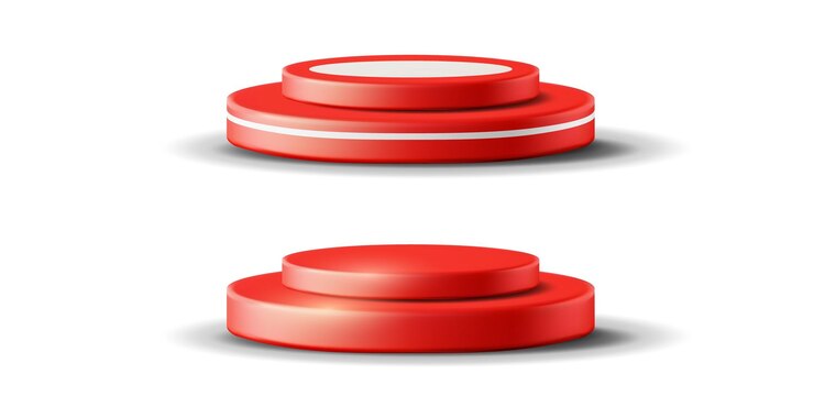 Vector red podium mini stage for product presentation vector isolated object