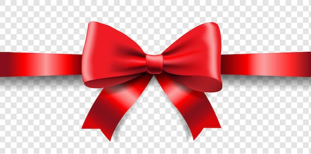red ribbon bow isolated transparent background with gradient mesh