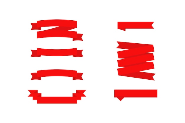 red ribbons collection. vector stock in flat design