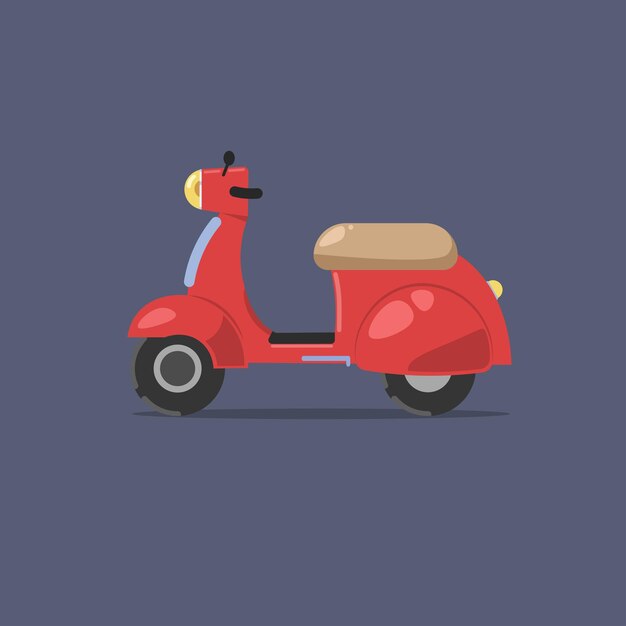 red scooter in isolated flat design