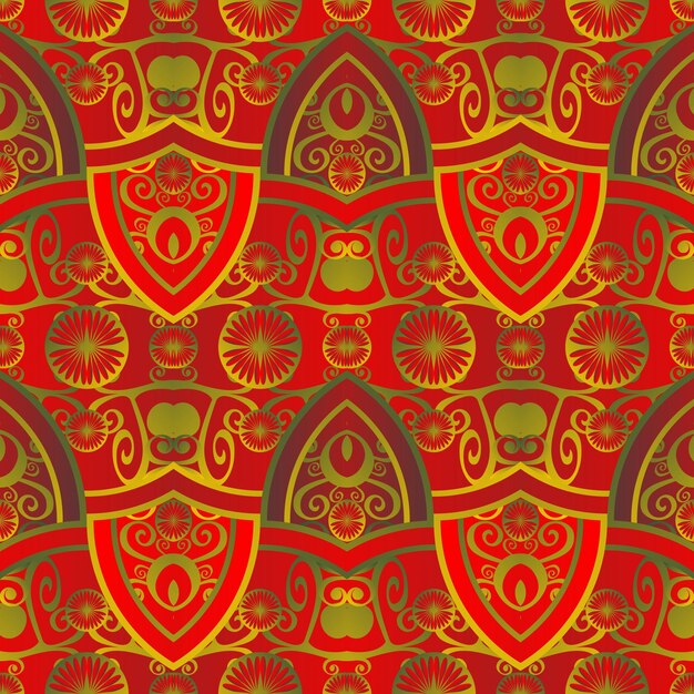 red seamless textured abstract background with a combination of gold