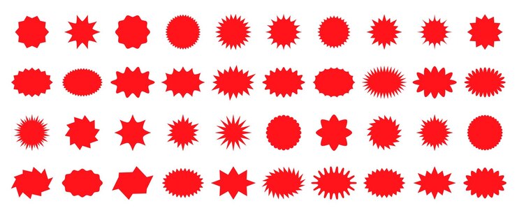 Vector red starburst sale price seals or callout stickers