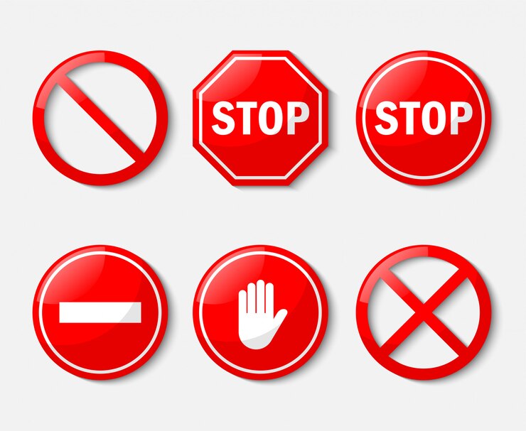 Vector red stop sign. no sign icon set isolated