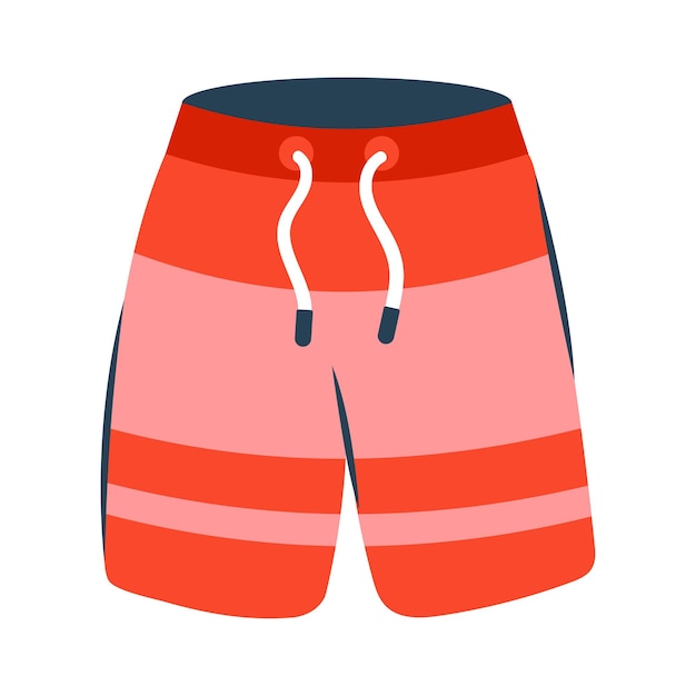 red summer shorts with stripes summer clothes beach shorts with drawstrings short pants vector