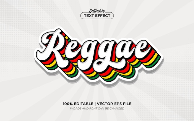 Reggae jamaica music retro 3d editable text effect font style