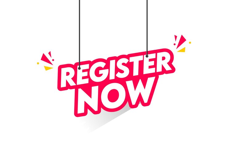 Vector registration open register new sticker