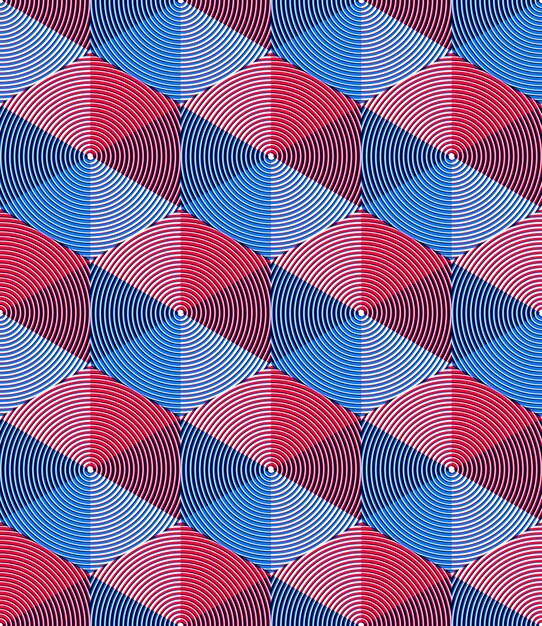 Regular colorful endless pattern with intertwine three-dimensional figures, continuous illusory geometric background, clear EPS10.