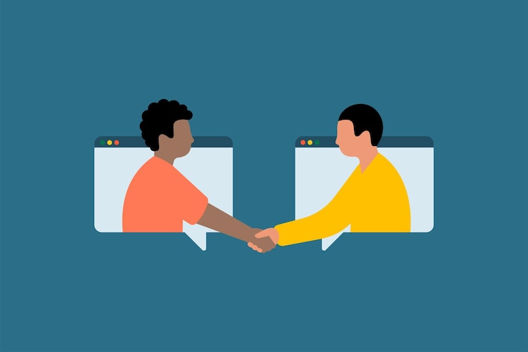 Vector remote business agreement two people