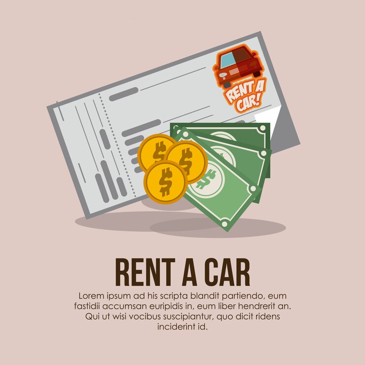 Vector rent a car over beige background vector illustration