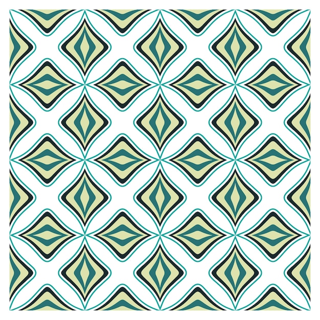 repeat geometric pattern with repeating diamond shapes in green and beige tones