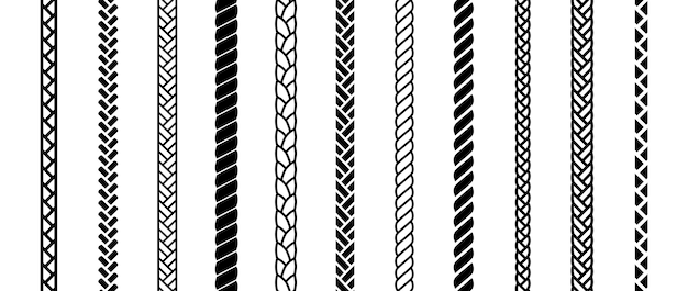repeating rope set seamless hemp cord line collection black chain braid plait stripe bundle