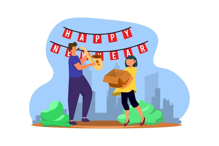 Vector resolution of new year flat design