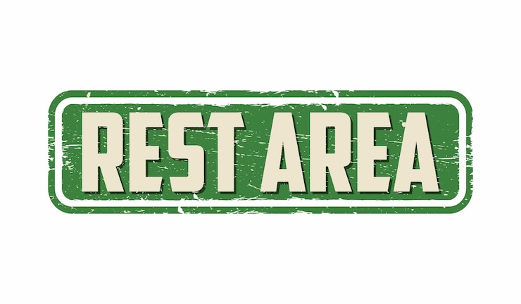 Vector rest area vintage rusty metal sign on a white background vector illustration
