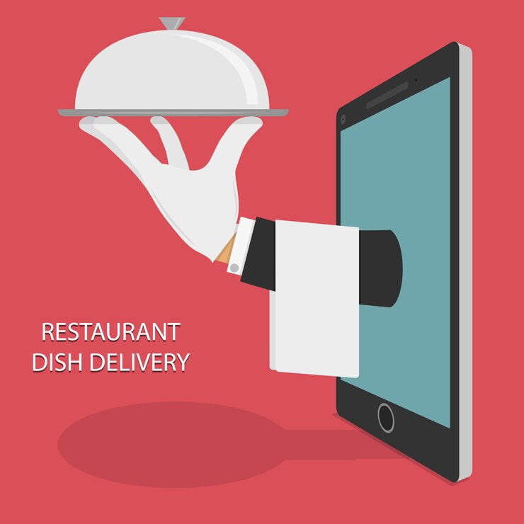 Vector restaurant food delivery  illustration.