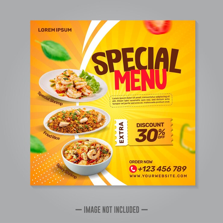 Vector restaurant food social media banner post design template