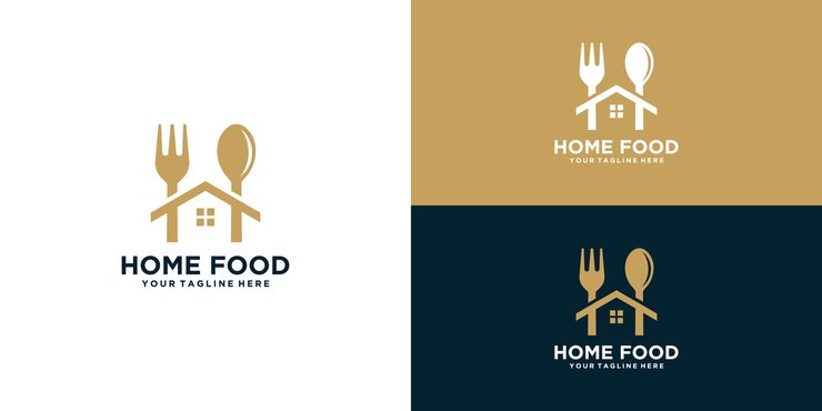 Restaurant logo with house and cutlery concept