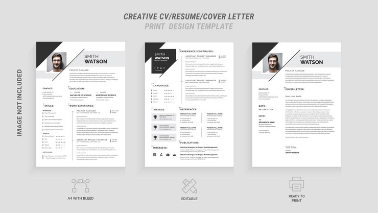 Vector resume and cover letter template set professional cv minimalist resume