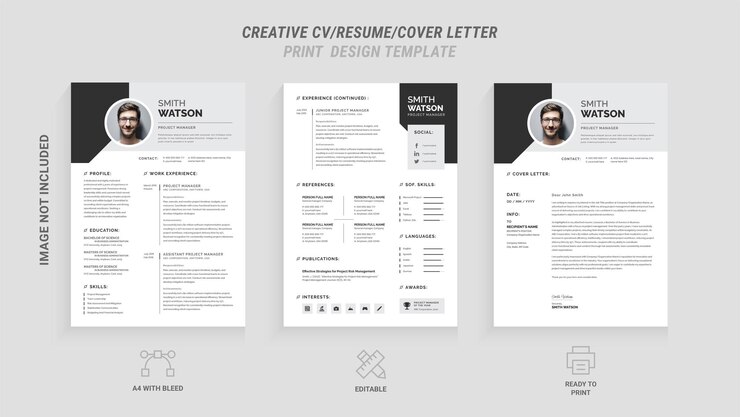 Vector resume and cover letter template set professional cv minimalist resume