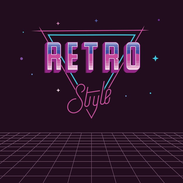 retro 80s style text vector design with bright colors perfect for poster covers and wallpapers