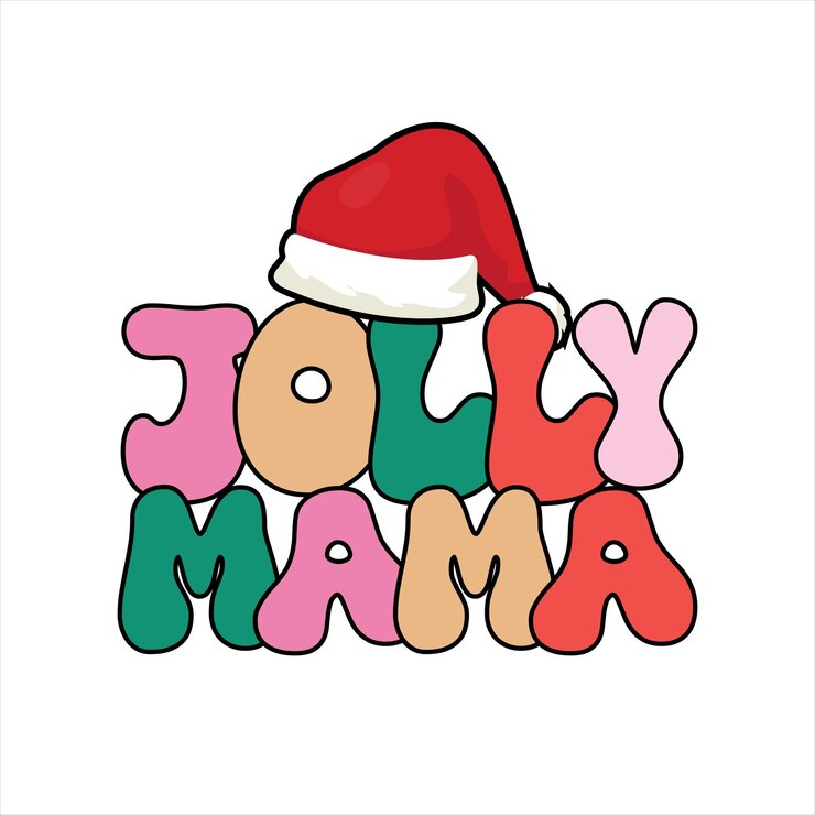 Vector retro christmas sublimation tshirt design jolly mama