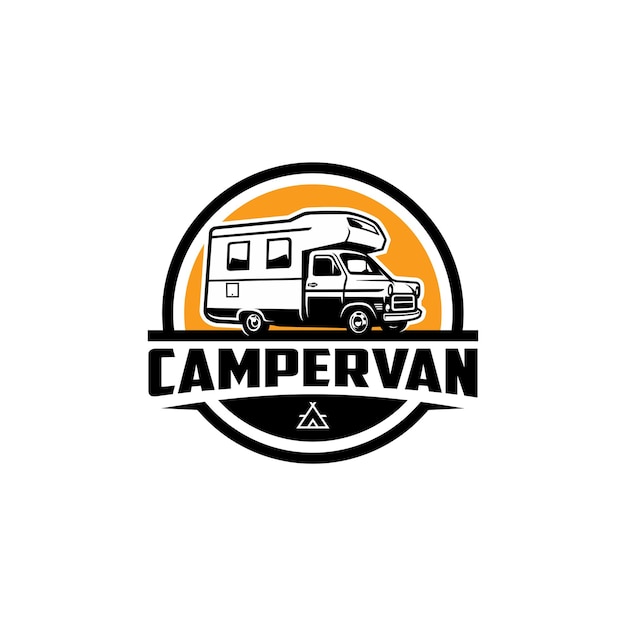 retro classic camper van logo isolated vector