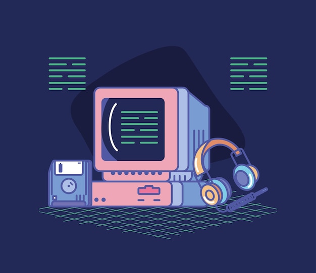 retro computer and headphone technology