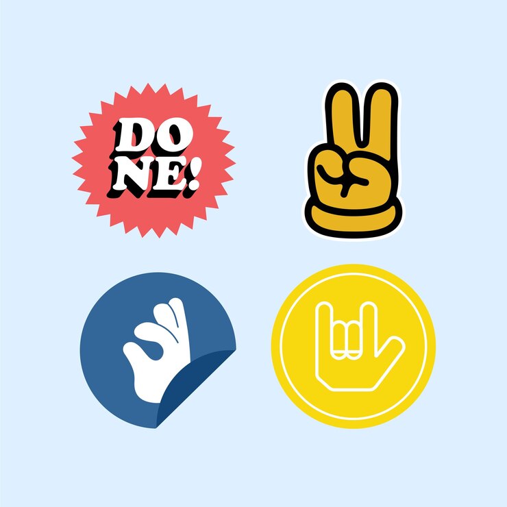 Vector retro cute stickers collection 5