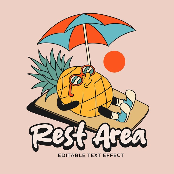 Vector retro groovy mascot character illustration with editable text
