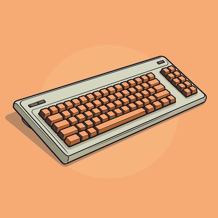 Vector retro pc keyboard cartoon style vector illustration