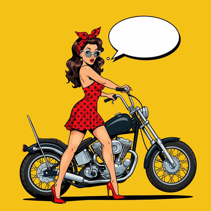 Retro Pin-up Girl on a Motorcycle
