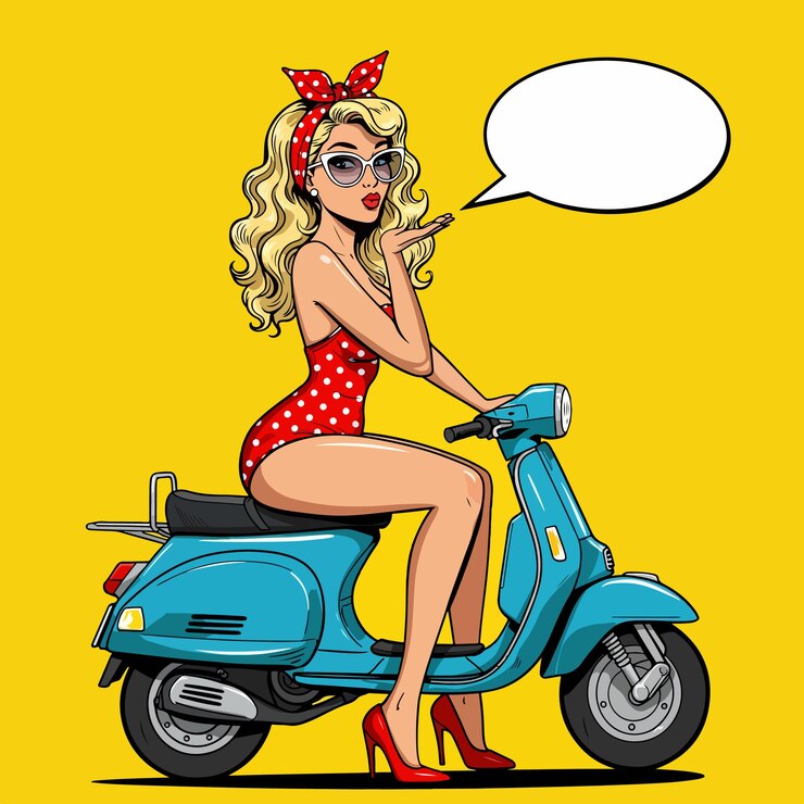 Retro Pin-up Girl on a Scooter