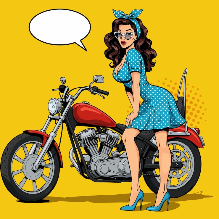Retro Pin-up Girl with Motorcycle